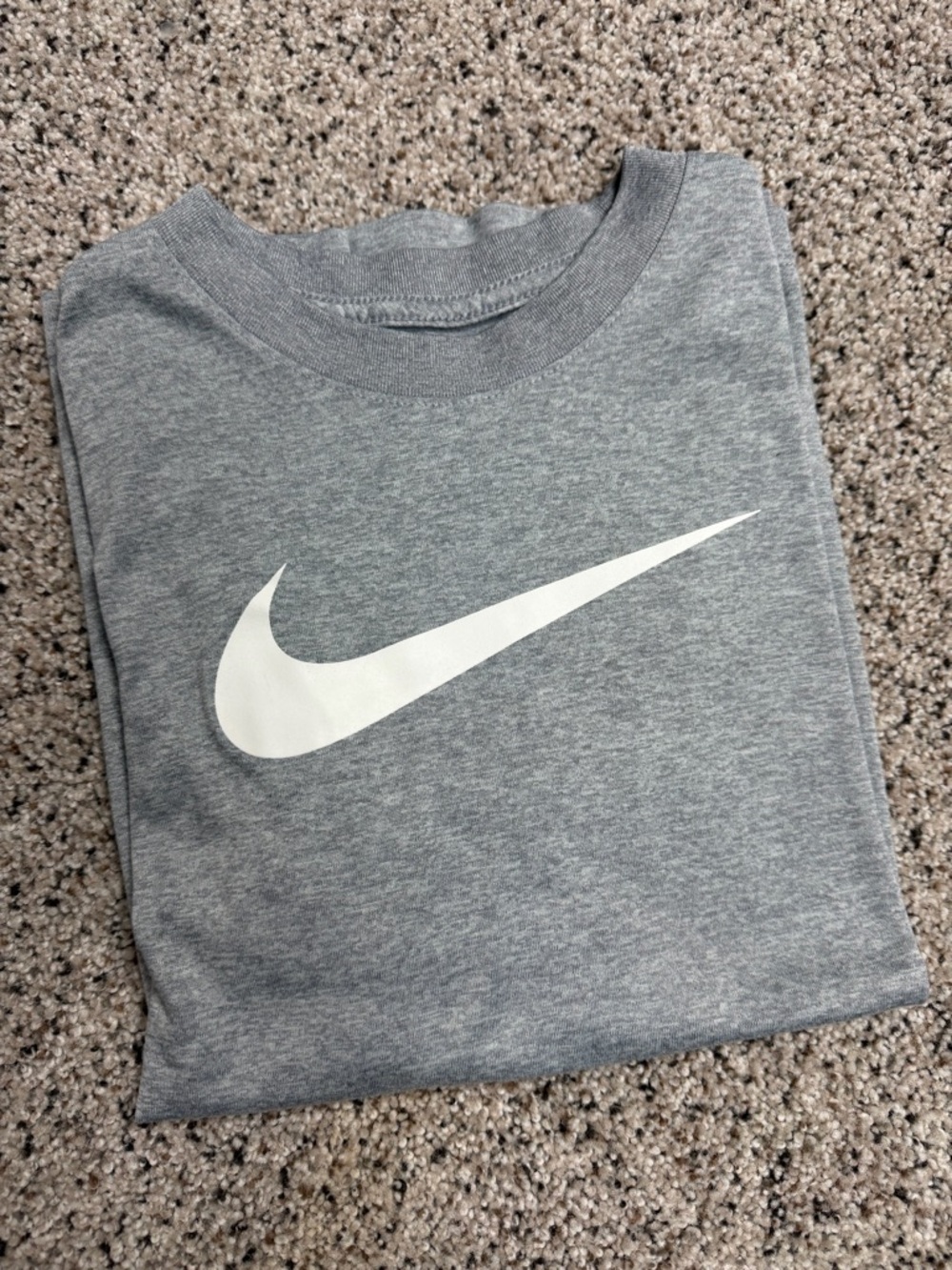 Nike Heather Gray Dri-FIT Crew Tee with Black Swoosh